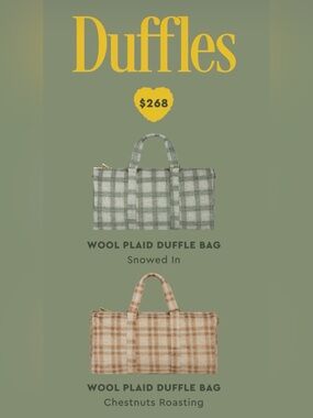 NWT Stoney Clover Lane Discontinued Wool Plaid Duffle Bag
